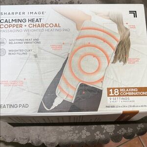 Sharper Image Copper + Charcoal Massaging Heating Pad in Cream and Gray